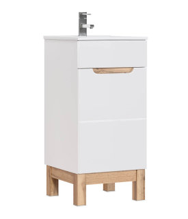 Badezimmer Stand-Waschplatz Kalli 40cm | inkl. Waschbecken | weiß hochglanz
