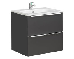 Badezimmer Waschplatz CAPRI 60cm | inkl. Keramik Einbau-Waschbecken | schwarz-goldeiche