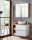 Badezimmer SET CAPRI 80cm 2-tlg.  | Aufsatz-Waschbecken und Spiegelschrank | weiß-goldeiche