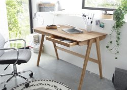 Schreibtisch Homeoffice Delia 120cm | Asteiche massiv, ge&ouml;lt