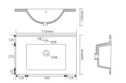 Badset KUBOA 2-teilig 70cm breit | Waschplatz &amp; Touch-LED-Spiegel | anthrazit-glanz