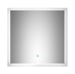Badset KUBOA 2-teilig 60cm breit | Waschplatz & Touch-LED-Spiegel | weiß-hochglanz
