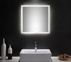 Badset KUBOA 2-teilig 60cm breit | Waschplatz &amp; Touch-LED-Spiegel | anthrazit-glanz