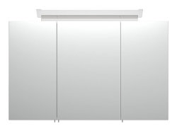 Badset KUBOA 2-teilig 100cm breit | Waschplatz & LED-Spiegelschrank | weiß-hochglanz