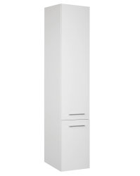 Badset KUBOA 4-teilig 60cm breit | Waschplatz, LED-Spiegel & 2x Hochschrank | weiß-hochglanz