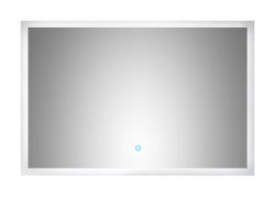 Badset KUBOA 4-teilig 90cm breit | Waschplatz, Touch-LED-Spiegel &amp; 2x Hochschrank | wei&szlig;-hochglanz