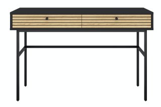 Schreibtisch VIDULUS 120cm | mit 2 Schubladen | Schwarz - Eiche Echtholzfurnier