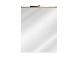 Badezimmer SET CAPRI 120cm 4-tlg.  | Doppelwaschbecken, Hoch- und Spiegelschrank | weiß-goldeiche