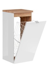 Badezimmer SET CAPRI 140cm 4-tlg.  | Aufsatz-Waschbecken, Hoch- und Spiegelschrank | weiß-goldeiche