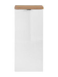 Badezimmer SET CAPRI 140cm 4-tlg.  | Aufsatz-Waschbecken, Hoch- und Spiegelschrank | weiß-goldeiche