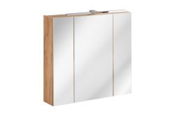 Badezimmer SET III CAPRI 80cm 4-tlg.  | Aufsatz-Becken, 2x Hoch- und Spiegelschrank | goldeiche