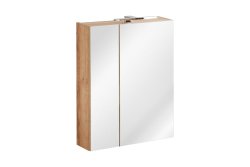 Badezimmer SET CAPRI 140cm 4-tlg.  | Aufsatz-Becken, 2x Hoch- und Spiegelschrank | goldeiche