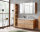 Badezimmer SET CAPRI 120cm 3-tlg.  | Waschbecken, Hoch- und Spiegelschrank | goldeiche