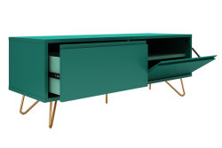 Wohnmöbel Set PATET 4-teilig | Skandinavisch modern mit Messingbeinen | smaragdgrün matt