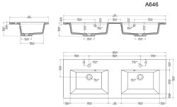 Badmöbel Set 4-teilig Argos 120cm | Doppelwaschtisch & LED-Spiegel | schwarz-seidenglanz