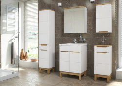 Badezimmer Stand-Waschplatz Kalli 60cm | inkl. Waschbecken | weiß hochglanz