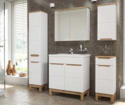 Badezimmer Unterschrank Kalli mit Türe und Schubfach weiß hochglanz