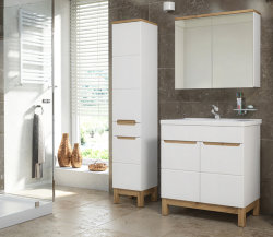Badezimmer Spiegelschrank Kalli 2-türig 80cm | weiss wotan-eiche