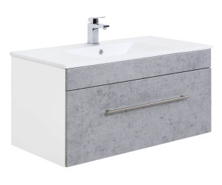 Waschplatz VITENA 100cm breit | Waschtisch mit Keramikbecken | weiß-beton