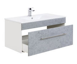 Waschplatz VITENA 100cm breit | Waschtisch mit Keramikbecken | weiß-beton