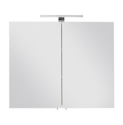 Badset VITENA 3-teilig 75cm breit | Waschplatz, Hoch- & Spiegelschrank | weiß-schwarz