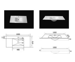 Badset VITENA 2-teilig 100cm breit | Waschplatz & Spiegelschrank | weiß-hochglanz