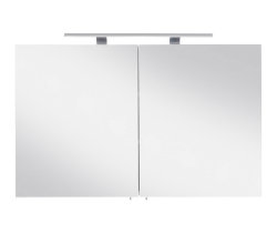 Badset VITENA 2-teilig 100cm breit | Waschplatz & Spiegelschrank | weiß-hochglanz