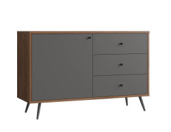 Wohnmöbel Set GRISEO 4-teilig | minimalistischer Stil | walnuss-grau