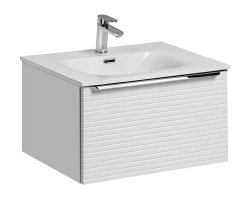 Badezimmer Set 3-teilig Whitskand 60cm | inkl. Einbauwaschbecken | weiß - grau-eiche
