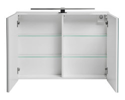 Badezimmer Set 3-teilig Whitskand 90cm | inkl. Aufsatz-Waschbecken | weiß - grau-eiche