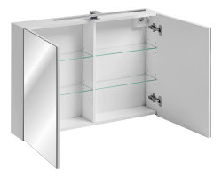 Badezimmer Set 3-teilig Whitskand 90cm | inkl. Aufsatz-Waschbecken | weiß - grau-eiche