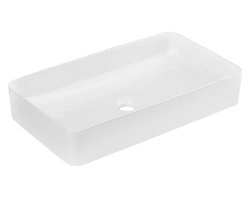 Badezimmer Waschplatz WHITSKAND 90cm II | Aufsatzbecken Keramik weiß | weiß - grau-eiche