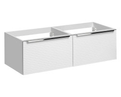 Badezimmer Set 3-teilig Whitskand 120cm | inkl. Aufsatz-Waschbecken | weiß - grau-eiche