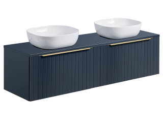 Badezimmer Waschplatz Bluskand 160cm | mit Aufsatzbecken Keramik weiß | Deep Blue