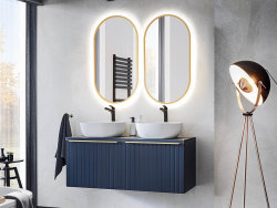 Badezimmer Spiegel Bluskand 50cm x 90cm mit LED Beleuchtung | goldfarben