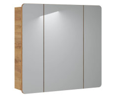ARUBA 4-teilige Badkombination 80cm | Waschplatz, Spiegelschrank & Hängeschränke | eiche - weiß-hochglanz