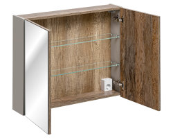 Badezimmer Set 3-teilig TRUFFEAU 80cm | inkl. Aufsatz-Waschbecken | Trüffel-Eiche