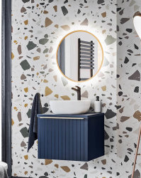 Badezimmer Spiegel Bluskand rund 60cm mit LED Beleuchtung | goldfarben