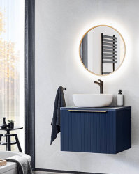 Badezimmer Spiegel Bluskand rund 80cm mit LED Beleuchtung | goldfarben