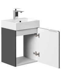 Badezimmer Raumspar-Waschplatz TinyCube 40cm | inklusive Waschbecken | anthrazit seidenglanz