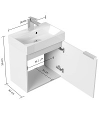 Badezimmer Raumspar-Waschplatz TinyCube 50cm | inklusive Waschbecken | weiß hochglanz