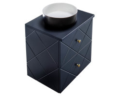 Badezimmer Set 3-teilig BLUMOND 60cm | Aufsatz-Waschbecken black & white | Dark Blue
