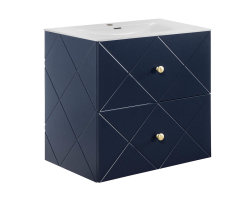 Badezimmer Set 3-teilig BLUMOND 60cm | Keramik Einbau-Waschbecken | Dark Blue