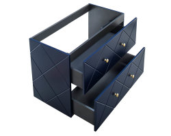 Badezimmer Set 2-teilig BLUMOND 90cm | Keramik Einbau-Waschbecken | Dark Blue