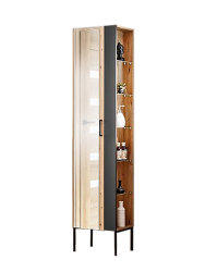 Badezimmer SET 4-tlg. MADERA 120cm | Waschplatz, 2x Hoch- & Spiegelschrank | graphitgrau-eiche