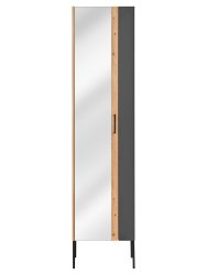 Badezimmer SET II 3-tlg. MADERA 60cm | Waschplatz, Glas-Hoch- &amp; Spiegelschrank | graphitgrau-eiche